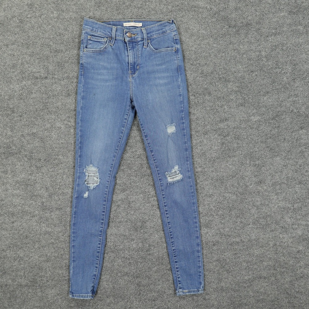 Levis 720 Jeans Womens 24x28 Blue High Rise Super Skinny Distressed Stretch